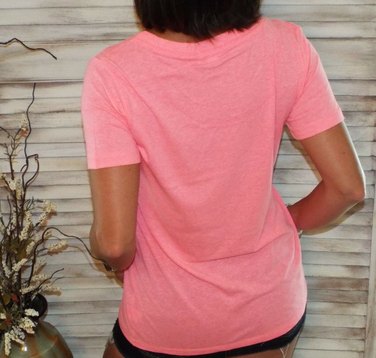 "Neon Rainbow" Loose Floaty Scoop Neck Boyfriend Tee Shirt Melange Neon Pink S/M/L